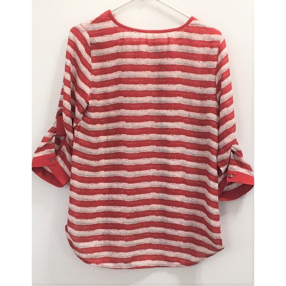 Antilia Femme Red and White Striped Top Women's Large - Picture 2 of 10